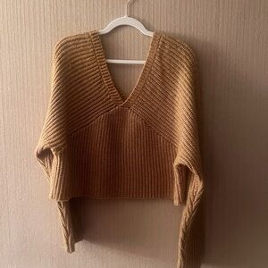 Cozy Tan V-Neck Sweater
